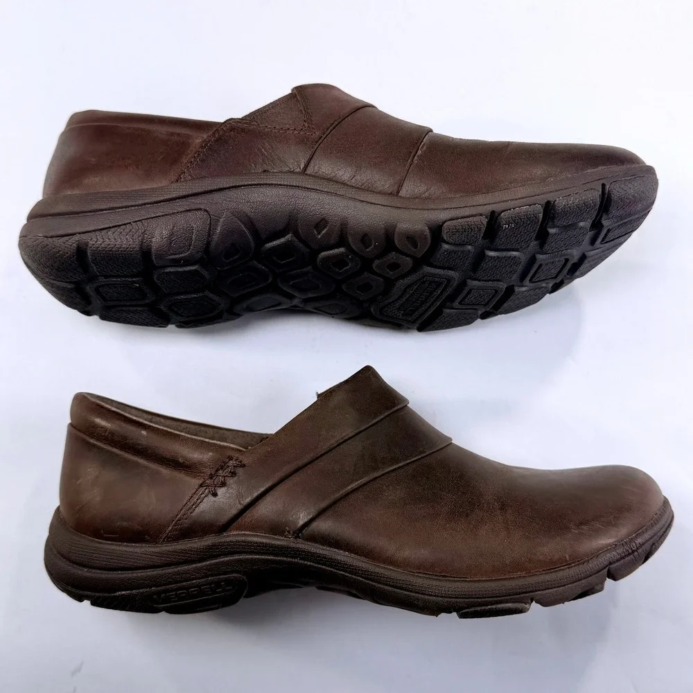 Merrell Dassie Stitch Shoes Womens 7.5 Brown Leather Slip On‎ Comfort Walking